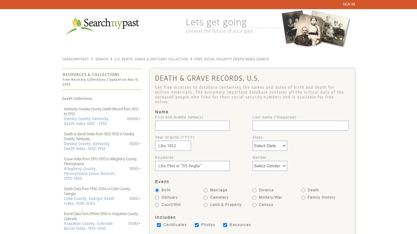 Free Social Security Death Index Search | Searchmypast